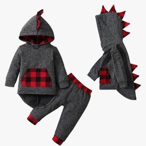 Forcutebb - Gray and Red Dinosaur Hoodie Set Size 2t-3t